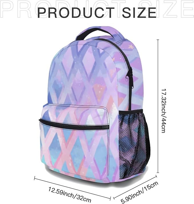 Girls Backpack Cute Pastel Geometric Backpacks for School Lightweight Large Capacity Student Bookbag for Elementary Middle Teen Girls Back to Schools Travel Daypack 17.32 x 12.59 x5.9