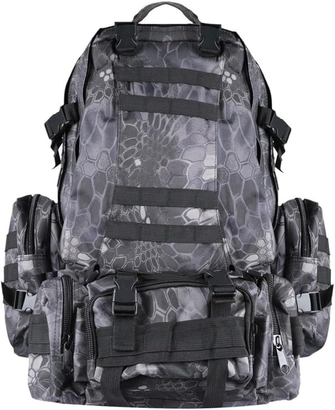 GPCT [4-in-1 [Water-Resistant] Outdoor Sport Military Tactical Travel Casual Backpack/Rucksack/Knapsack Bag for Camping Hiking Trekking Mountain Climbing Hunting- (Black Grain)