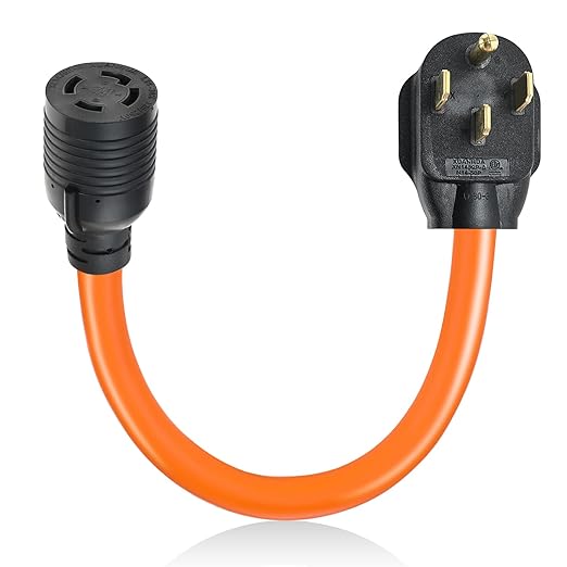 NEMA 14-50P to L14-30R Generator Welder Adapter Plug Cord 1.5FT 50 Amp to 30 Amp 4 Prong Locking Generator Transfer Switch Adapter 125/250V STW 10AWG ETL Listed