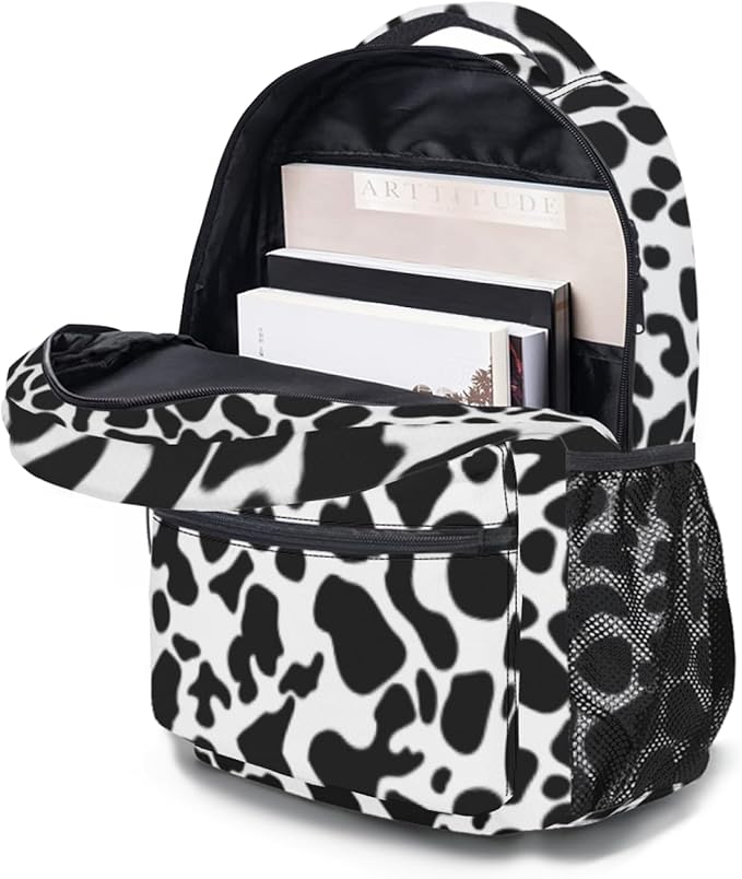 Girls School Backpack Cow Print Cute Aesthetic Backpack Lightweight Large Capacity Student Bookbag for Elementary Middle School Teen Girls Back to School Travel Daypack
