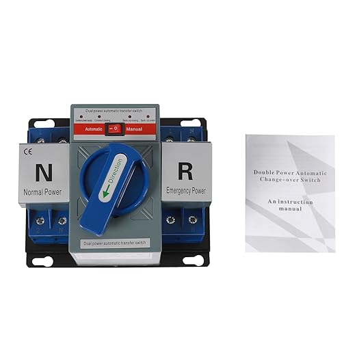 (New) 2P 63A Dual Power Automatic Transfer Switch with Manual Changeover and Generator 110V Blue