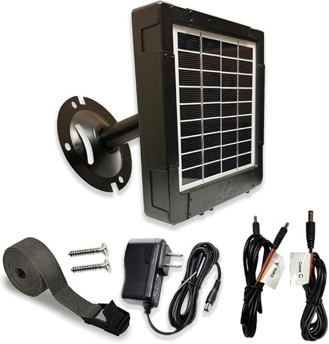 Elusive Wildlife Reaktor Universal Solar Power Pack for Security Camera Trail Camera Game Camera Compact Solar Panel with Rechargeable Battery &amp Mounting Bracket for Hunters 3 watt Panel 12V 6