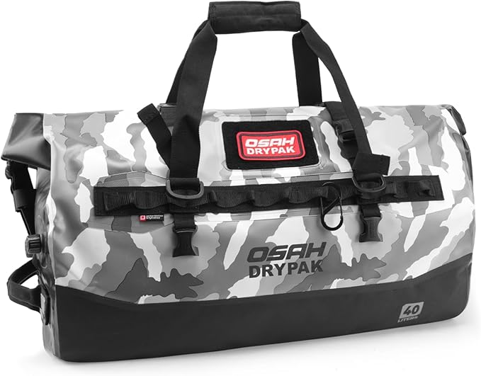OSAH DRYPAK Waterproof Duffel Bag 25L/40L/60L – Heavy-Duty Motorcycle Tail Bag Roll-Top Dry Bag for Travel Camping Boating Kayaking Outdoor Adventure