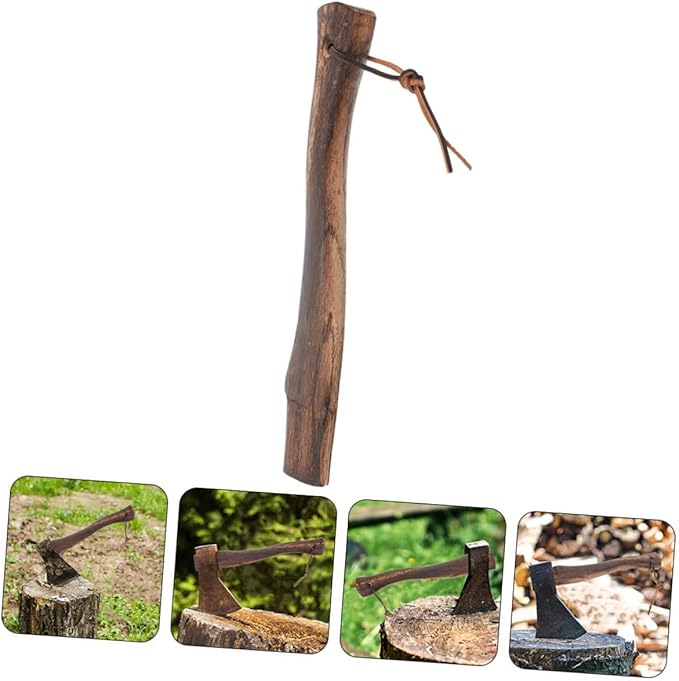 2pcs Mini Axe Replacement Wooden Handle Ergonomic Wood Grip for Camping Gardening and Firewood Cutting Short Axe Handle Natural Hardwood Design