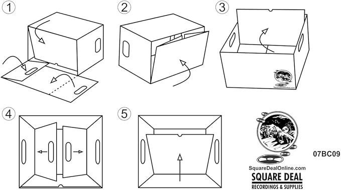 Durable Set of 10 - 7 inch Vinyl Record Storage Boxes - Sturdy Cardboard Construction with Removable Lid - Holds Up to 200 Records Each - Built Tough for Long-Term Secure Archival Storage - #07BC09
