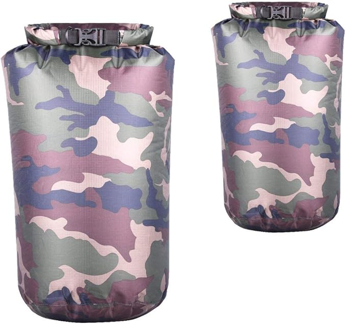 12L &amp 6L Camo Waterproof Dry Bag - Roll Top Compression Sack for Kayaking Beach Rafting Boating Hiking Camping Fishing