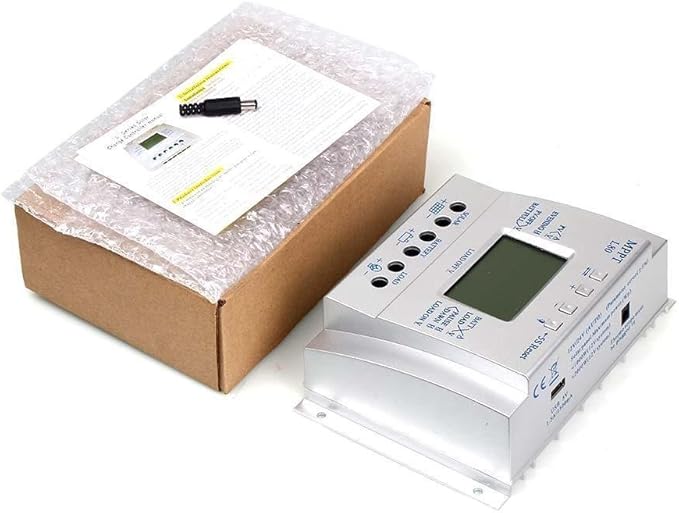 80A Solar Charge Controller 80 amp Solar Panel Regulator with Load Timer 12V 24V Auto with LCD Display USB 5V 1500mA and Usd for Control Landscape Lights and Water Features