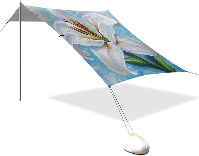 ALAZA Lily Blossom Garden Flower Beach Tent Sun Shelter Portable Canopy Sunshade for Outdoor Camping Picnics Backyard Fun 10x9 ft