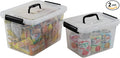 2 Packs Clear Storage Boxes with Lids 12 Quarts &amp 6 Quarts Plastic Latching Bins Totes