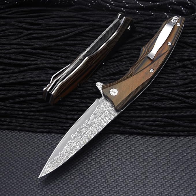 High Hardness VG10 Damascus Navaja Folding Knife Portable Outdoor Survival Fold Knives Wilderness Survival Camping Pocket Knife