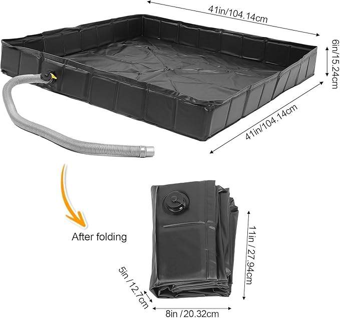 Sturdy PVC Camping Shower Tray with Efficient Drain System 41 X 41 X 6 Inches Foldable Shower Pan for Outdoor Use