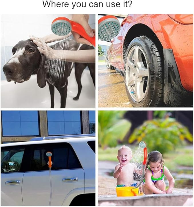 Portable outdoor ShowerElectric Rechargeable Camping Shower Pump for CampingHikingTravelPet CleaningCar WashWater Flower