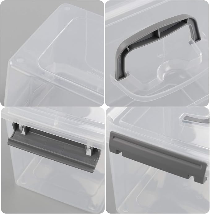 5 Quart Storage Box with Lid 6 Packs Small Plastic Box Tote Bin