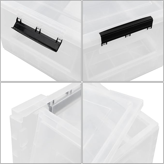 Pekky 16L Collapsible Storage Box with Lid 2 Packs Stackable Folding Bin Clear