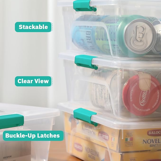 Plastic Storage Containers Clear Craft Storage Bins with Grey HandleOrganizer Box with Durable Lids Stackable Containers for Organizing Craft and Tools (4 Pack-10 Quart Green)