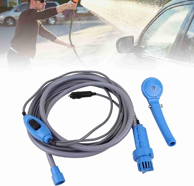 Gecheer Portable Outdoor Shower 2.5 L/min Adjustable Water Flow Leakproof Camping Showerhead with 200cm Hose for Showering Pet Cleaning Car Washing Gardening