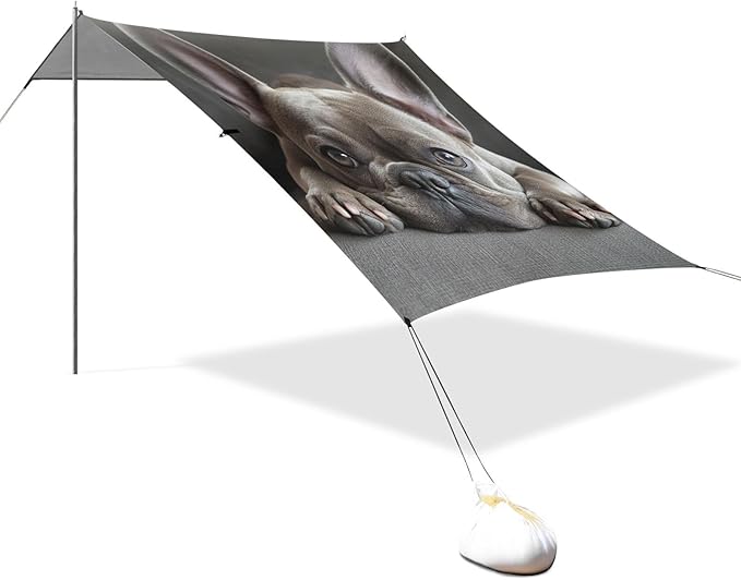 ALAZA Cute Funny French Bulldog Beach Tent Sun Shelter Portable Canopy Sunshade for Outdoor Camping Picnics Backyard Fun 10x9 ft