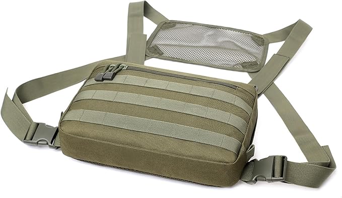Maizoon Outdoor Tactical Chest Bag with Molle System Small Capacity 8 Liter Adjustable Shoulder Straps Ideal for Camping and Hunting Army Green