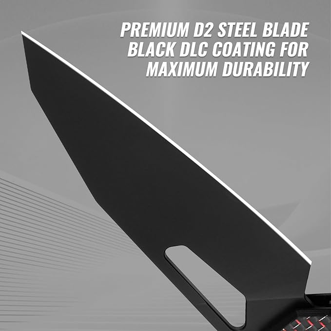 TACRAY Tarcus Folding Pocket Knife 3.5 D2 Steel DLC Blade Carbon Fiber Overlay Handle Lightweight EDC Knife with Crossbar Lock for Men and Women Ideal for Camping Hiking and Survival