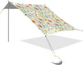 xigua Flowers Beach Tent Sun Shelter with Carrying Bag - Silver Coated Oxford Fabric Beach Canopy for Beach Camping Fishing - Includes Windproof Ropes Sandbags &amp Stakes