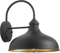 12 Outdoor Gooseneck Barn Light for Patio Large Farmhouse Wall Mount Lights for Garage Black Exterior Barn Porch Light Fixture with Brass Interior Outside Wall Sconce for House