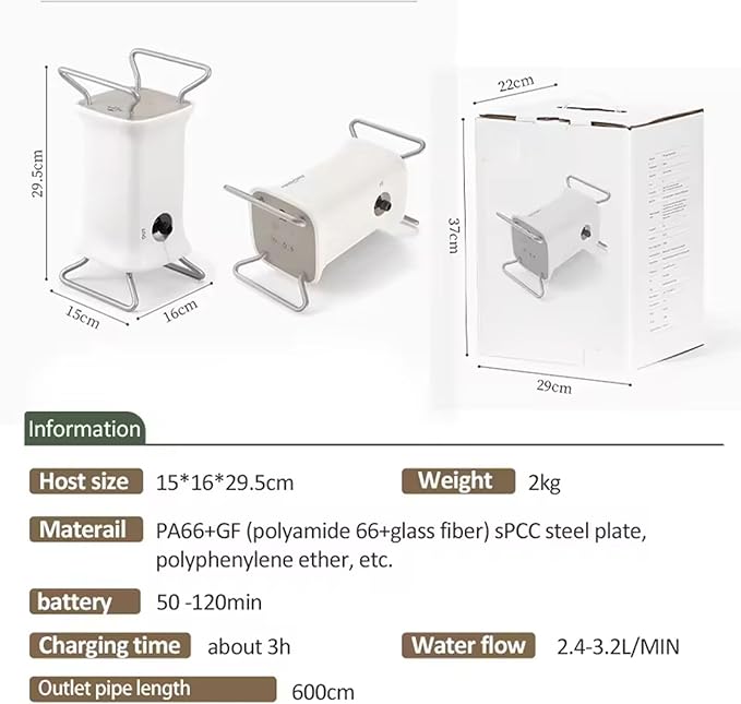 Outdoor Battery Powered Portable Rechargeable Auto Camping Shower Water Pump ShowerPortable 3-Speed Adjustable Showerfor RV Car Camping