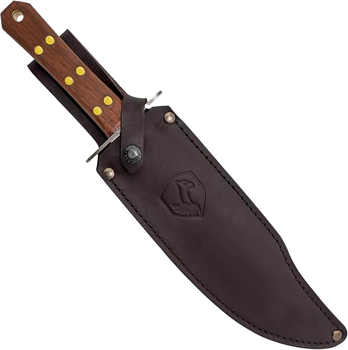 Condor Tool &amp Knife Undertaker Knife - 1075 High Carbon Steel - Full Tang Hunting Knives with Sheath - Walnut Handle - Hand Crafted Welted Leather Sheath - 10.2in Blade - 24 oz