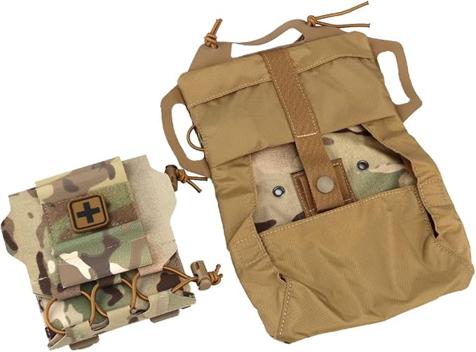SABADO Rapid/Quick Deploy First Aid Kit Pack Tactical IFAK Pouch Two-Piece System Med Roll Carrier Hypalon Handle Outdoor Sport Hunting Bag