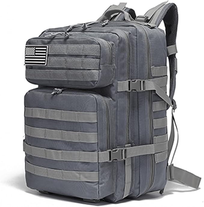 45L Military Tactical Backpacks Molle Army Assault Pack 3 Day Bug Out Bag Hiking Treeking Rucksack (Grey)