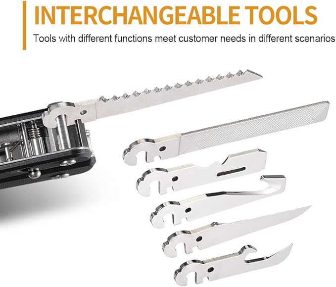 ROXON Flex Titan S805G Multi tool with full size scissors Modular Design and Customizable Tool (Replaceable knife and accessory) 16 tools for Outdoor &amp Camping
