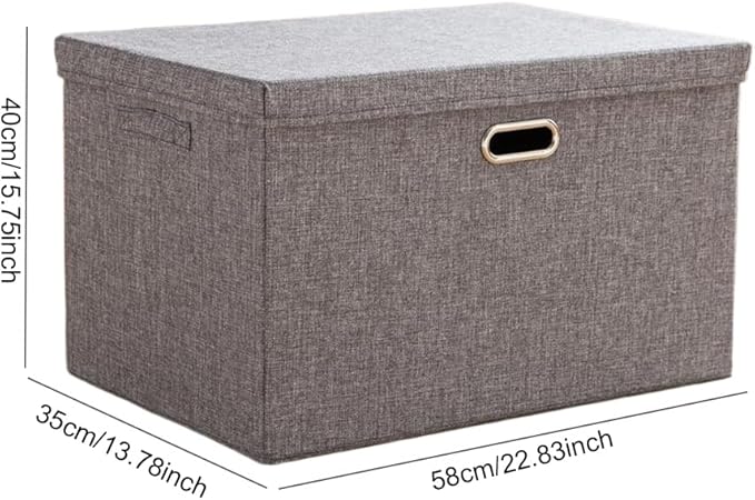 Large Collapsible Stackable Storage Bins with Lids 3 Packs – Beige Linen Fabric Closet Organizer Boxes Foldable Cube Baskets for Bedroom Office Clothes
