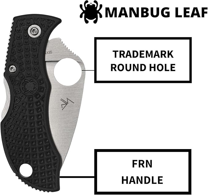 Spyderco Manbug Leaf Folding Pocket Knife with 1.9 VG-10 Steel Blade and FRN Handle - EDC Knife for Men and Women Perfect for Hunting Tactical Camping Survival Hiking - SpyderEdge - MBKLFS