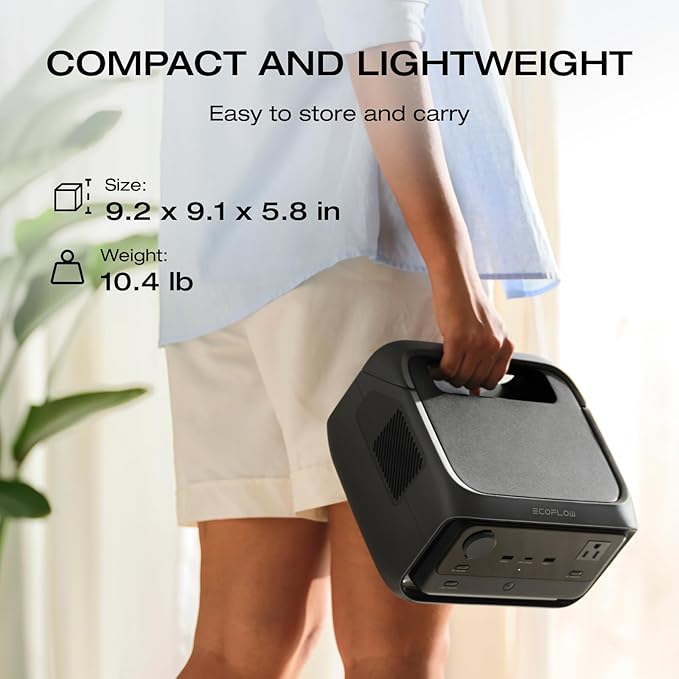 EF ECOFLOW Portable Power Station RIVER 3 Plus 286Wh/12800mAh LiFePO4 Battery 3 Up to 1200W AC Outlets &lt10 MS UPS Expandable to 858Wh &lt30 dB Quiet 1Hr Fast Charging Generator for Outdoor C