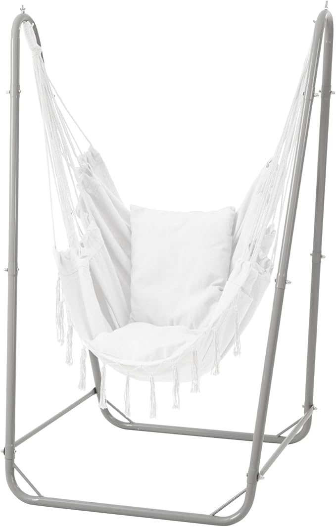 Hammock Stand for Multiple Hammock Heavy-Duty Steel Hanging Chair Stand for Indoor &amp Outdoor Solid Support &amp Stable Base 220 lbs Capacity Easy Assembly U-Shaped Stand Only - Gray