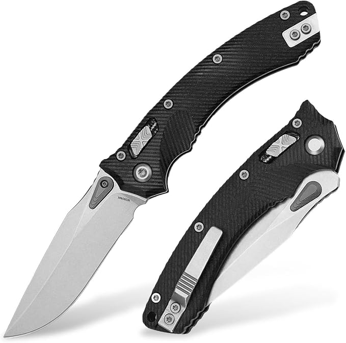 Folding Pocket Knife for Men M390 3.7 Blade with G10 Handle and Crossbar Lock EDC Knife for Camping Hiking and Outdoor Gifts for Him (Black)