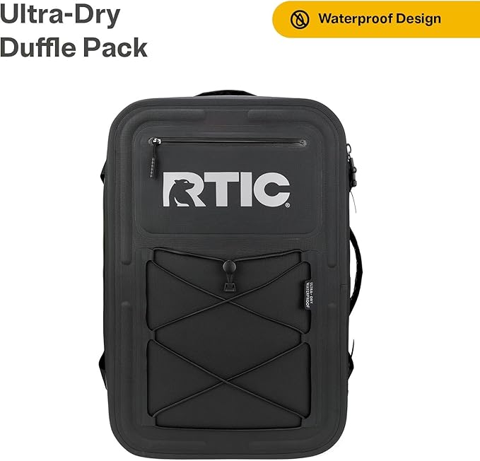 RTIC Ultra Dry Duffle Pack Waterproof Outdoor Backpack Floating Bags for Hiking Travel Camping Boating Backpacking 60L Black &amp Graphite