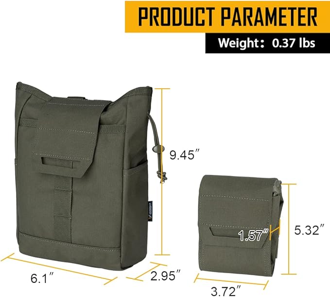 IDOGEAR Molle Dump Pouch Tactical Pouches Roll-up Drawstring Mag Pouches Foldable for Battle Belt Vest Plate Carrier Backpack Utility Folding Dump Pouch Waist Bag