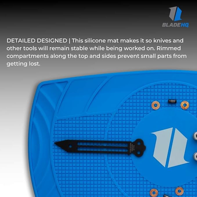 Blade HQ Large Silicone Knife Utility Takedown &amp Repair Shop Mat | Solder &amp Organize Knives Guns and Electronic Components - Heat Resistant (Blue)