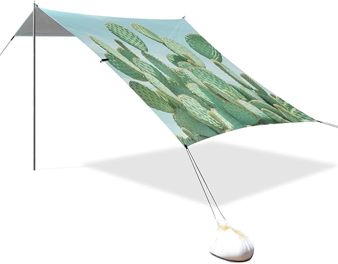ALAZA Cactuses Bule Sky Beach Tent Sun Shelter Portable Canopy Sunshade for Outdoor Camping Picnics Backyard Fun 10x9 ft