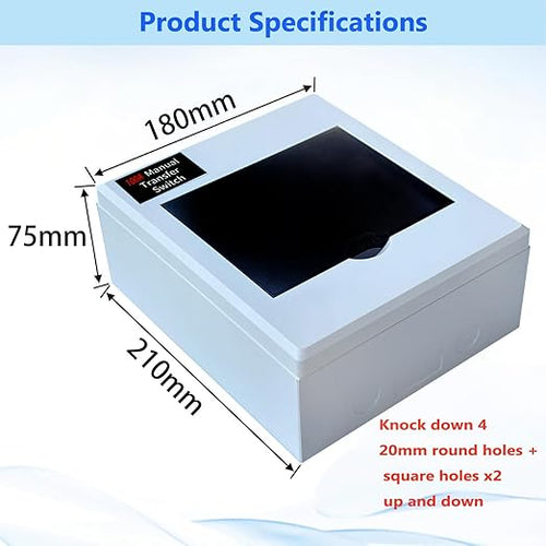 100A Generator Transfer Switch Manual Transfer Switch 120/240V 24000W Capacity Tailor-Made for Portable Generator. 100A 3P Dual Power Manual
