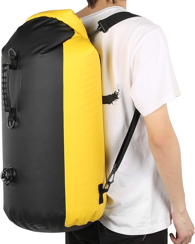 60l Dry Bag Double Air Nozzle Water Proof Backpack Electrostatic Adsorption Dry Storage Bag Backpack with Shoulder Strap for Travel Swimming Boating Kayaking
