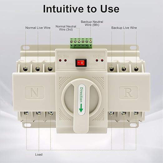Dual Power Automatic Transfer Switch 3P 63A ATS Dual Power Generator Changeover Switch 110V Mini Electrical Selector Switches