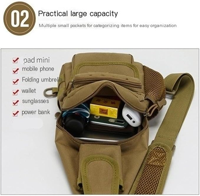 Tactical Chest Pack Modular Strap System Camouflage Sling Bag for Outdoor(Camel-green)