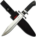 MTech USA – Fixed Blade Knife – Satin Finish Stainless Steel Blade Black Wood Handle with Stainless Steel Bolster Includes Nylon Sheath - Hunting Camping Survival Tactical – MT-20-04
