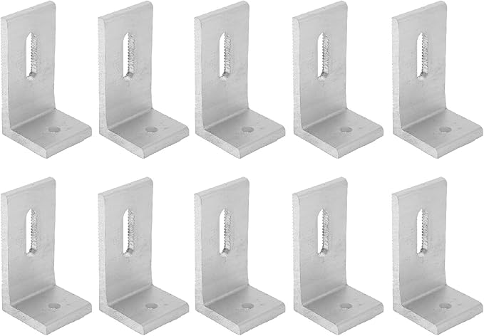 10Pcs Solar Panel Mounting Brackets L Foot Solar Roof Mount Aluminum Alloy Solar Panel Bracket Kit Glossy Photovoltaic Brackets for Roof PV System 3.14x1.57x1.57in