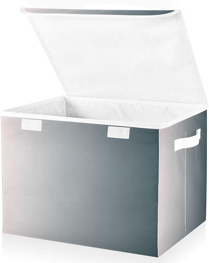 Grey Gradient Storage Bin with Lid Collapsible Blanket Storage Storage Bags for Clothes for School Supply Office Basket