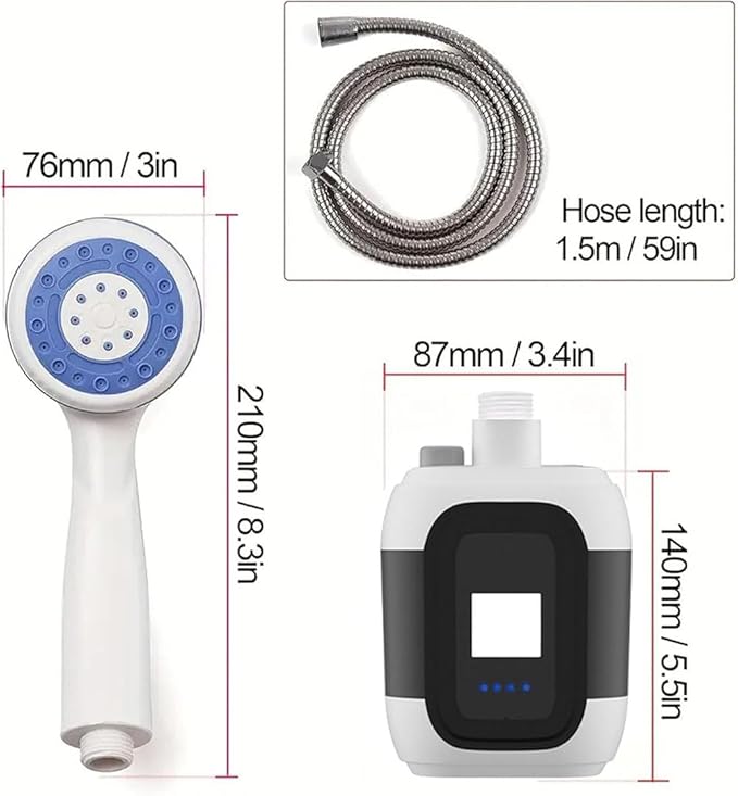 Portable Camping Shower With Adjustable Flow for Easy &amp Convenient Outdoor Cleaning Multiple Spray Modes with Showers Head &amp Hose (Shower + Bucket)