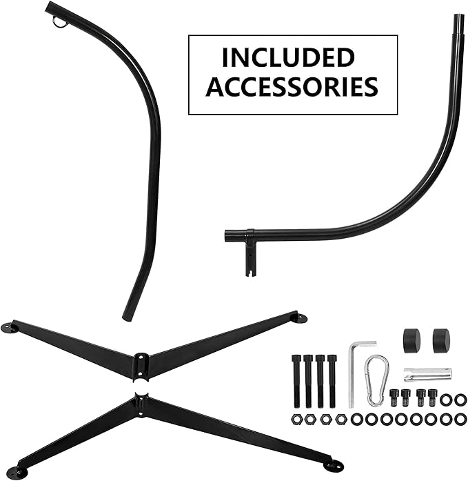 ZENY Hanging Chair Stand Hanging Hammock Stands Heavy Duty Steel C Stand Frame for Hanging Hammock Swing Chair Indoor Outdoor Stand Only