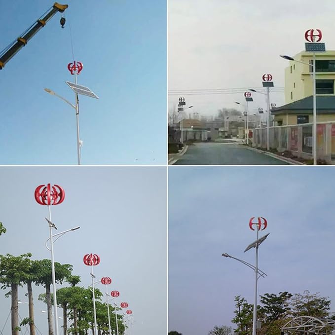 4500W Wind Turbines Generator12V 5-Blade Vertical Axis Wind Turbines Generator KitElectricity Producer Equipment Redfor Home Hybrids Streetlight Use Fast Delivery from USA Red