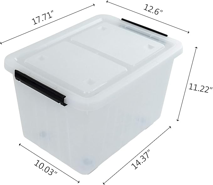 30L Plastic Storage Bin Stackable and Nestable Storage Boxes with Lids and Secure Latching Buckles Large Storage Container (Clear)